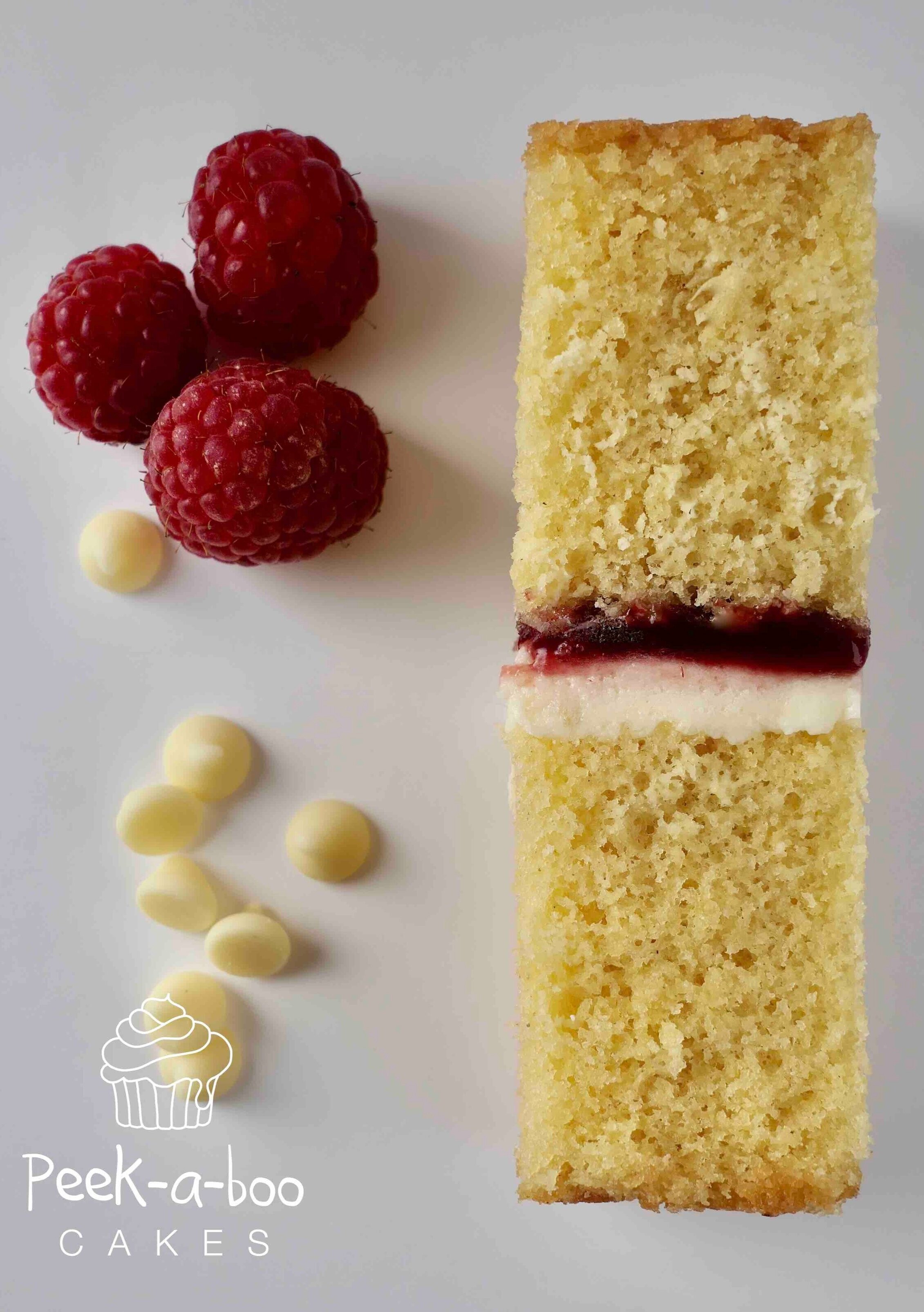 peek-a-boo cakes white choc &amp; raspberry cake