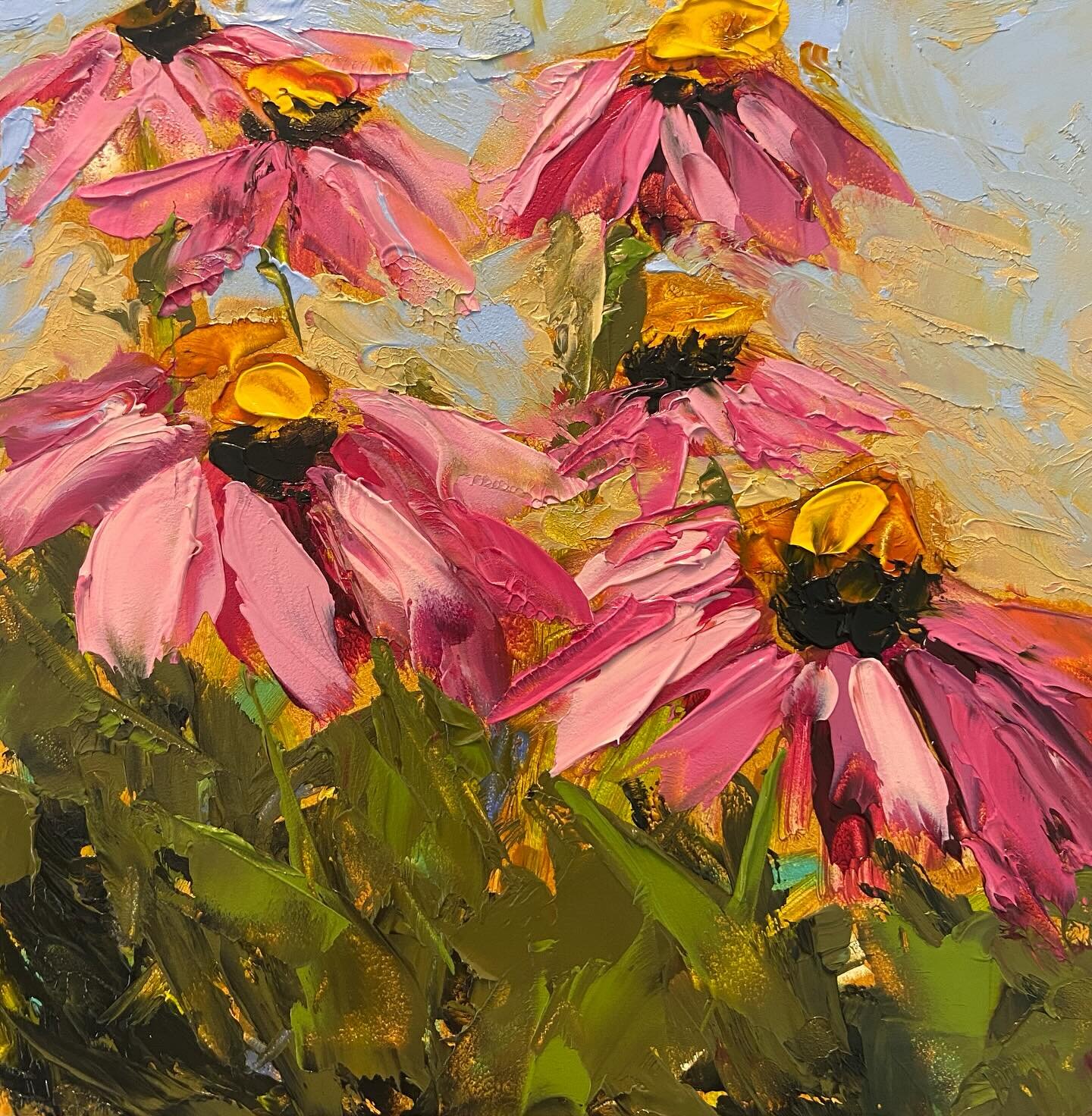 Something Different 
Oil using a palette knife 
#oilpainting #oilpaint #dailyartist #coneflowers