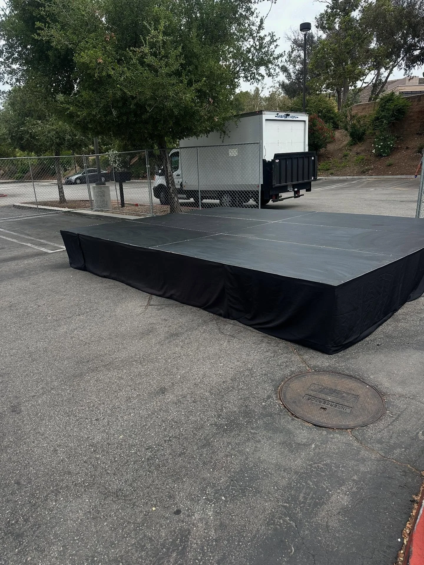 Setting up a stage for a night of music