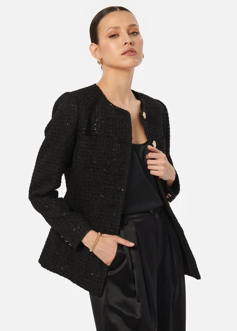 シェリエGlitter tweed jacket Black美品 Glitter tweed jacket – shéller / シェリエ