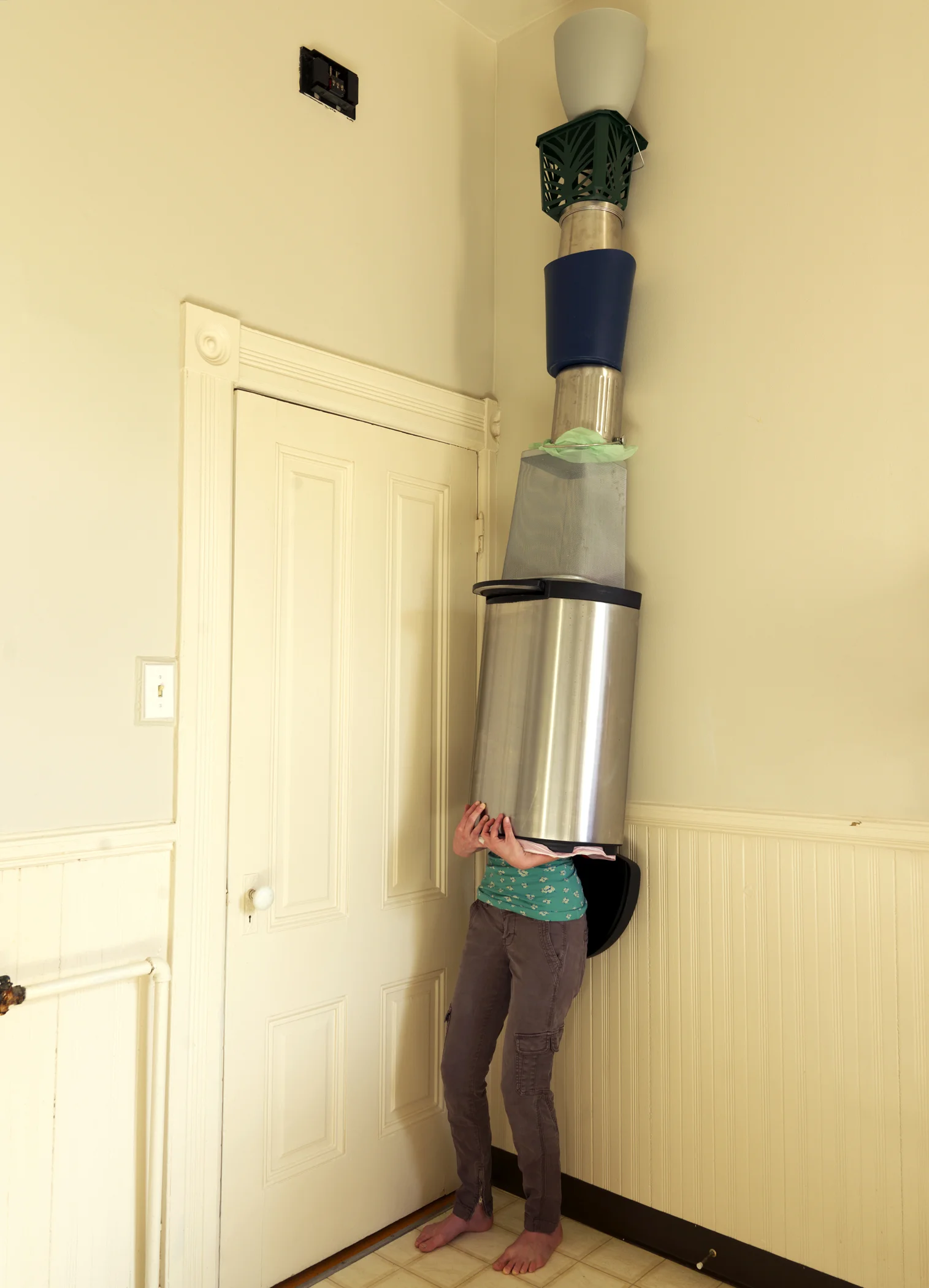 Garbage Can Tower, 2011, c-print, 64” x 46”