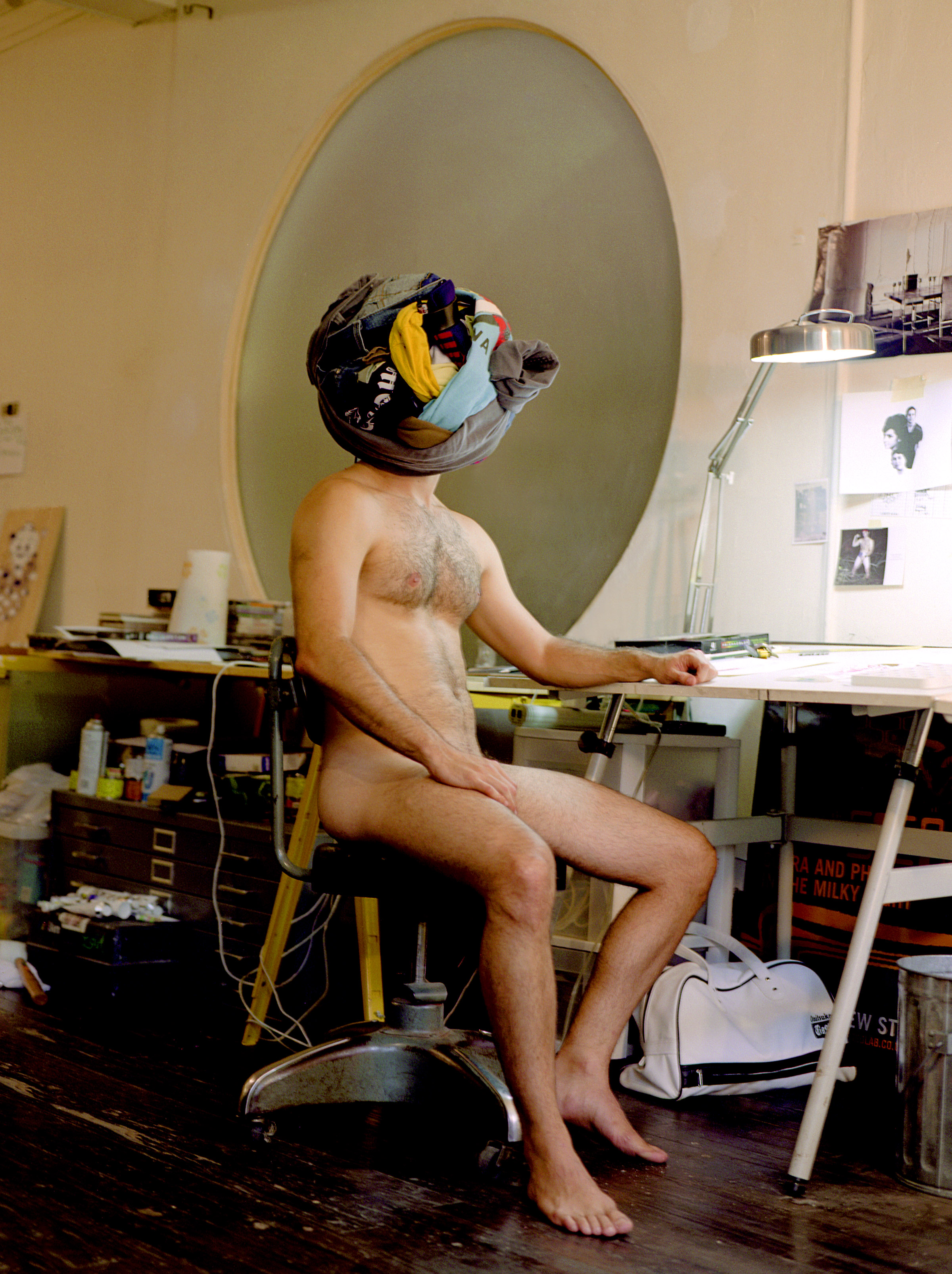 Untitled (Clothes on Head), 2007, c-print, 25” x 18”