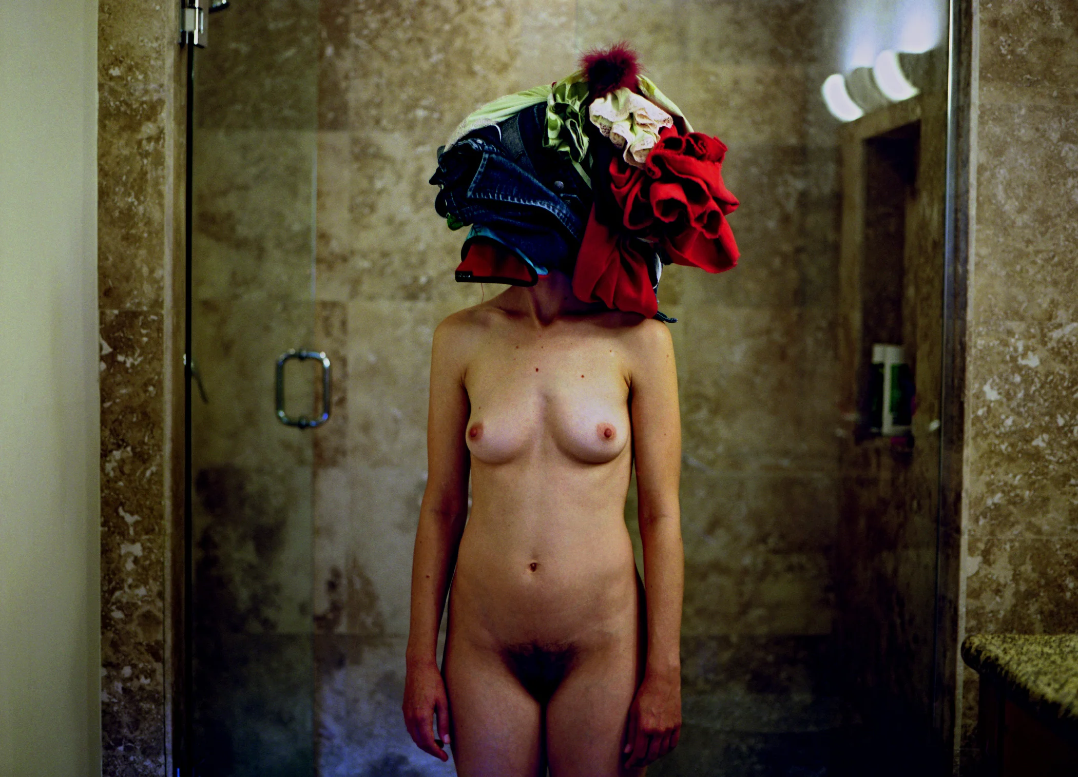 Untitled (Clothes on Head), 2007, c-print, 25” x 36”