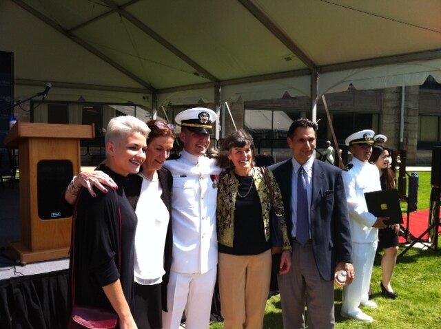 Each year, we present Swords of Leadership to newly commissioned officers from SUNY Maritime, US Merchant Marine Academy and Fordham University NROTC programs. Shown here is ENS Spencer Wilhelm, USN, SUNY Maritime ’19.