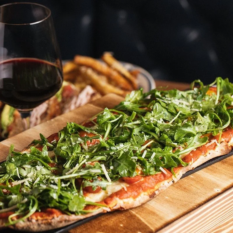 Flatbread and wine at Livia Italian Eatery