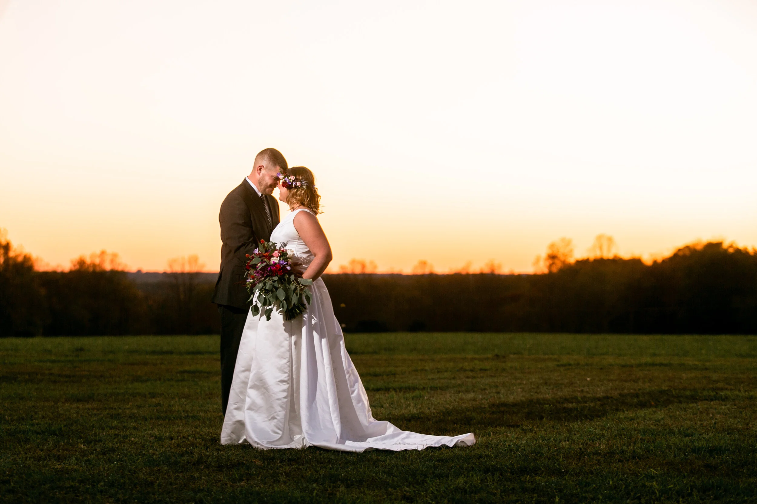 Couple at Sunset with Bouquet 3