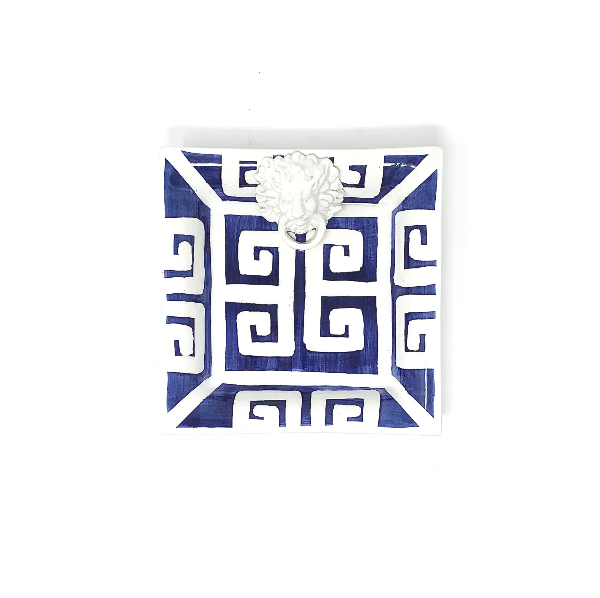 Greek Key Small Square with Lion