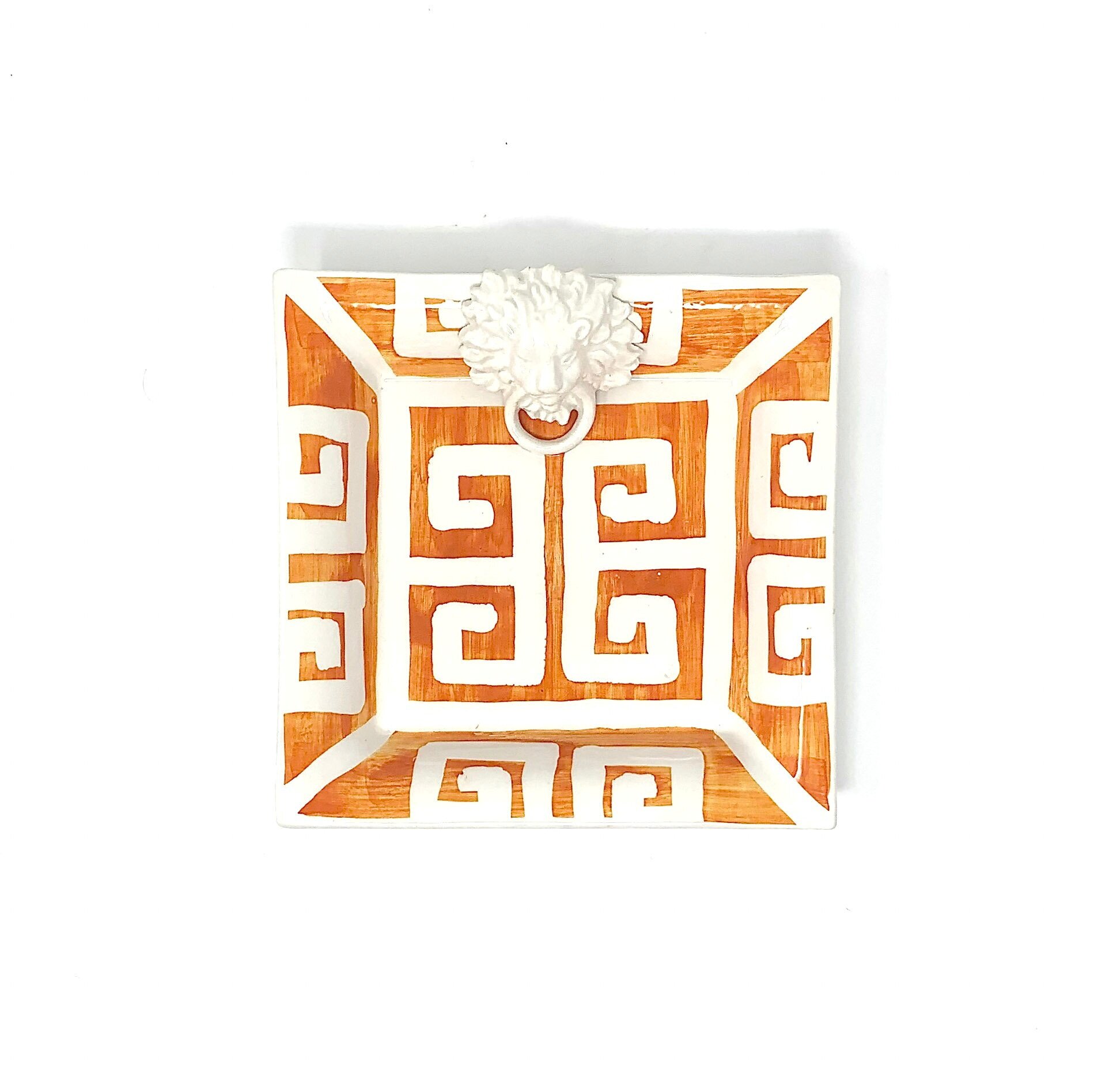 Greek Key Small Square with Lion