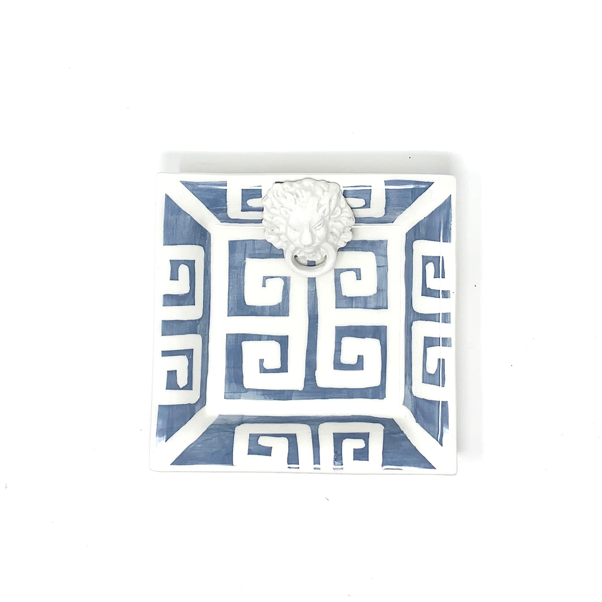 Greek Key Small Square with Lion