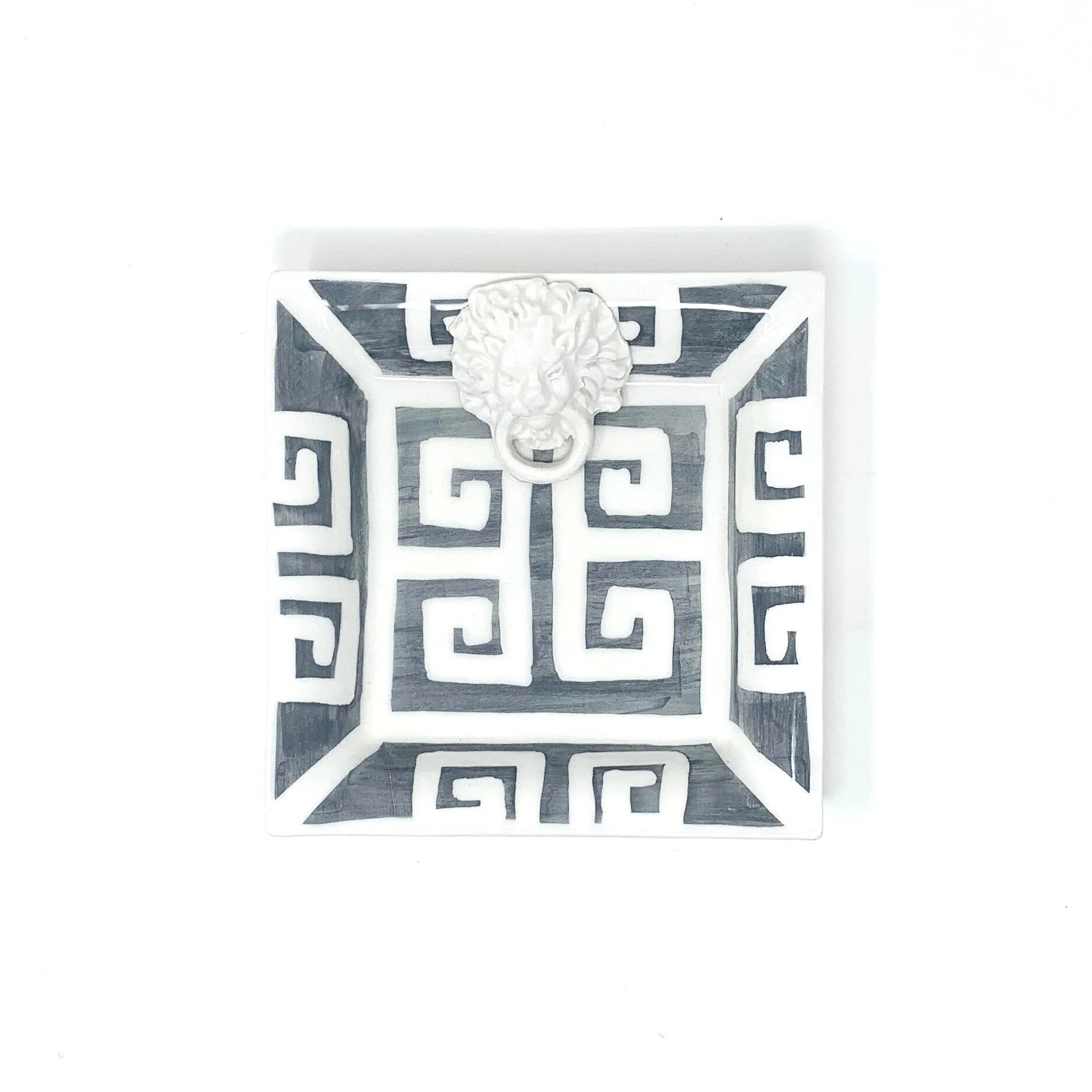 Greek Key Small Square with Lion