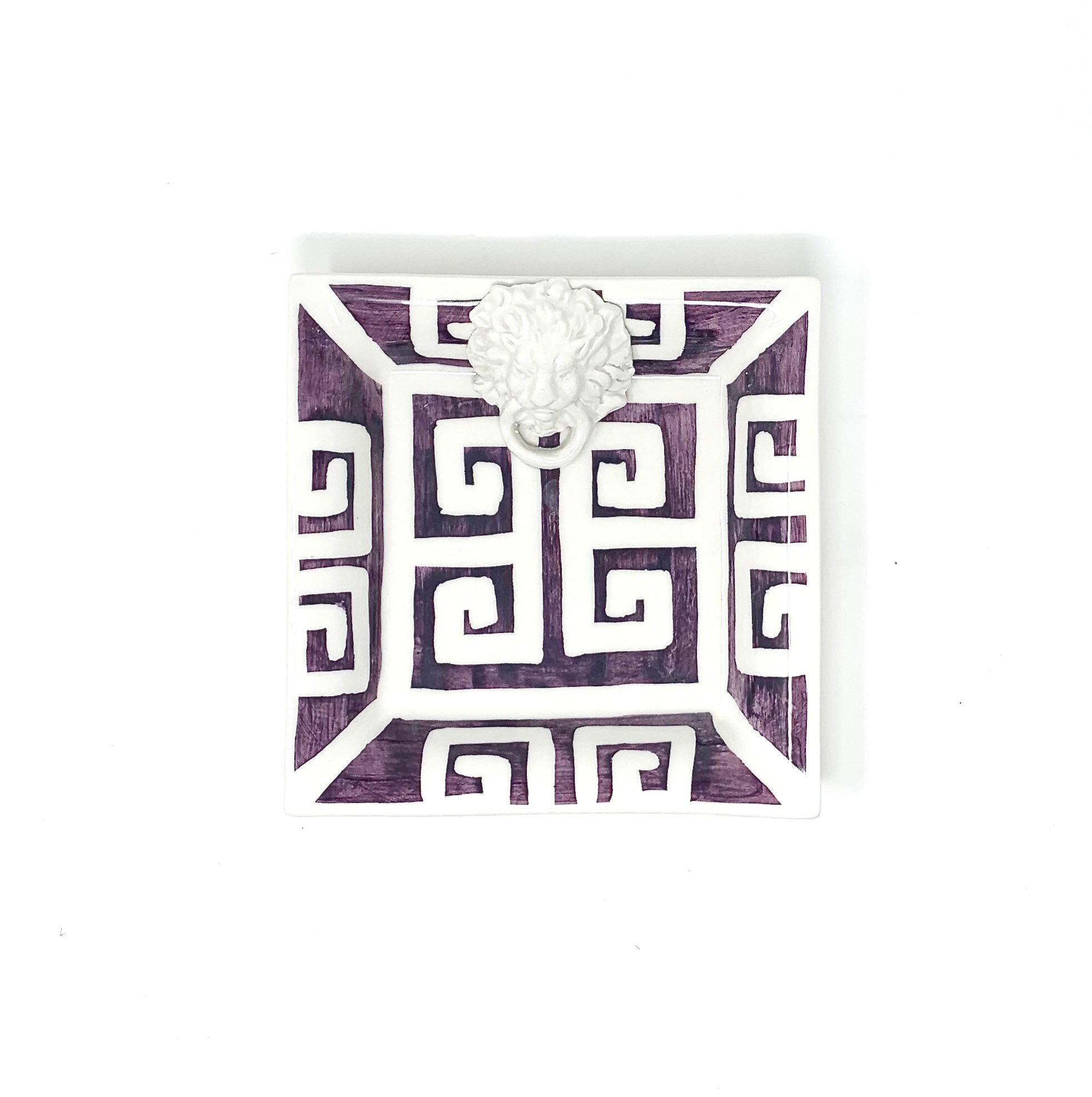 Greek Key Small Square with Lion