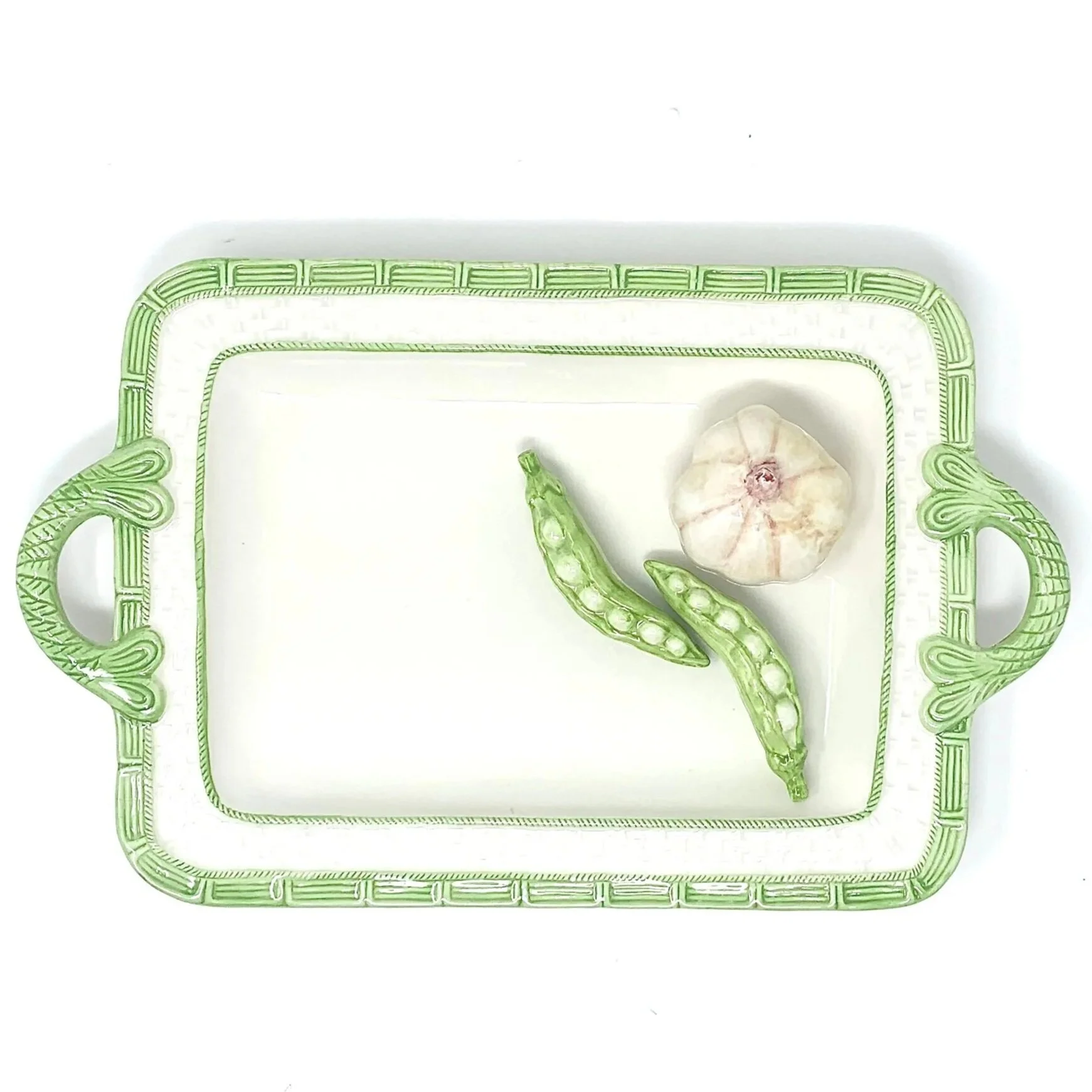 Cabbage Border Petite  Serving Tray with Peas and Garlic
