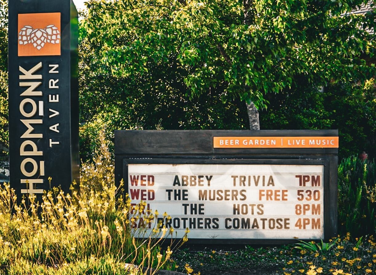 Always something fun going on in Sebastopol!
TONIGHT join us for Trivia in the Abbey with @northbaytrivia 🍻 Or catch some FREE live music in the beer garden with @peacetownsebastopol, The Musers take the stage at 5:30! 🎶

#hopmonk #hopmonksebastopo