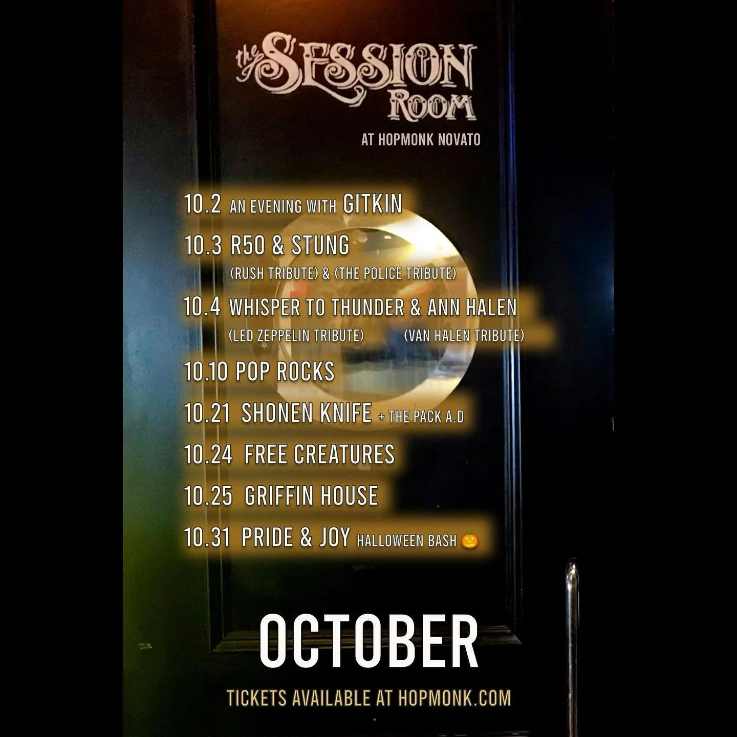 October Lineup in the Session Room at HopMonk Novato
