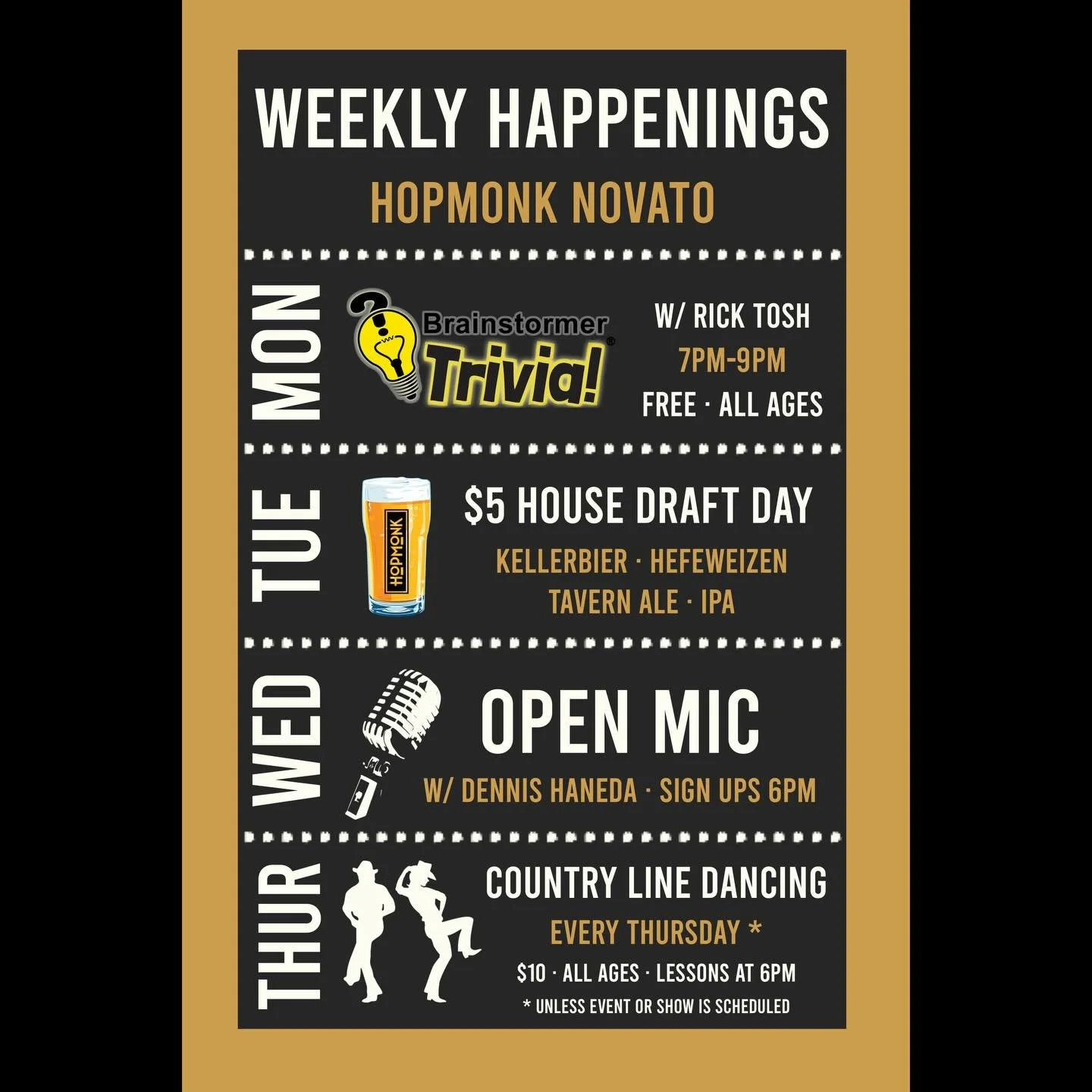 Weekly Happenings at HopMonk Novato!