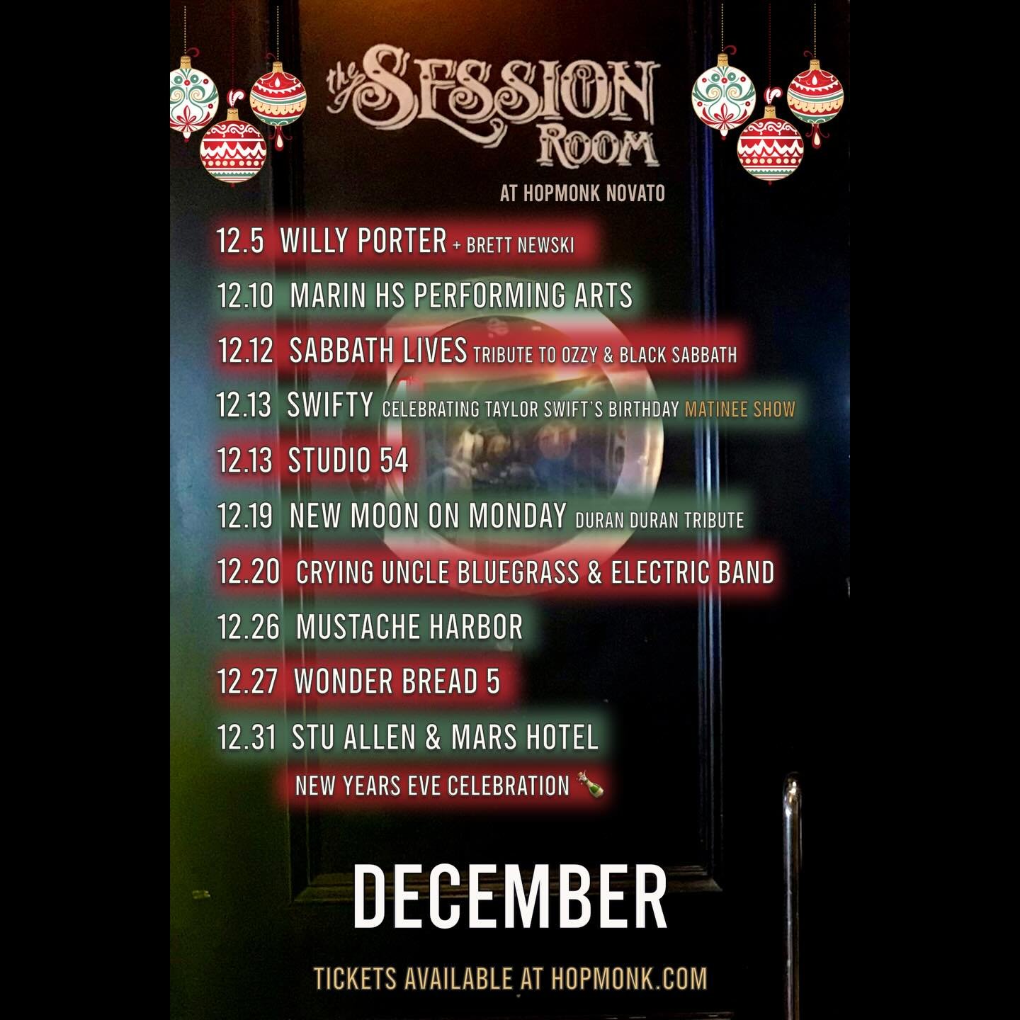 December Live Music Lineup at HopMonk - Novato, CA