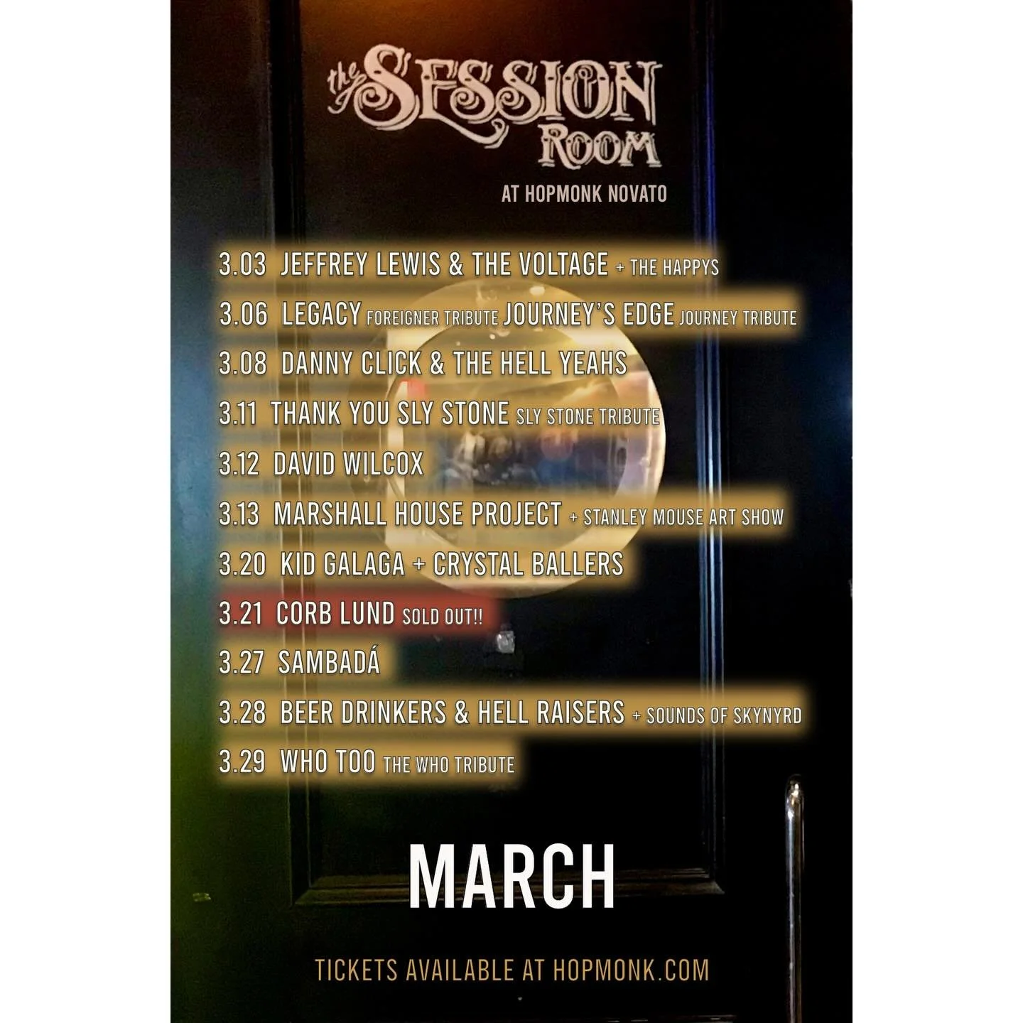 March 2026 Concert Lineup
HopMonk - Novato, CA