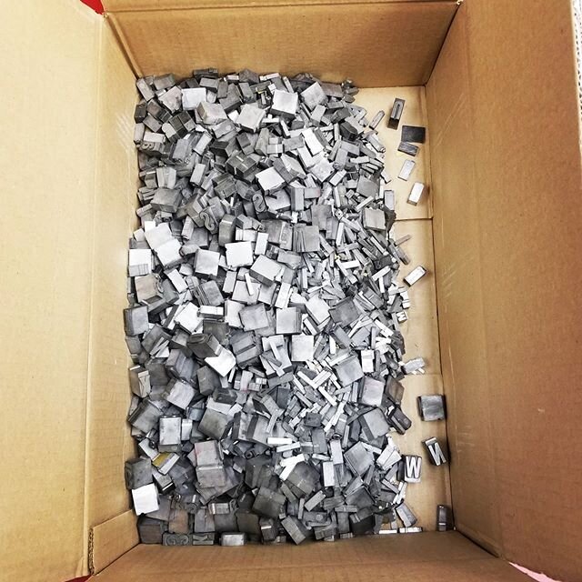 I continue to be blown-away by my amazing community and the support that is given to my little letterpress shop! Some wonderful friends came to visit me this week, and they brought me a big heavy box of precious metal--LEAD! To me, this was literally
