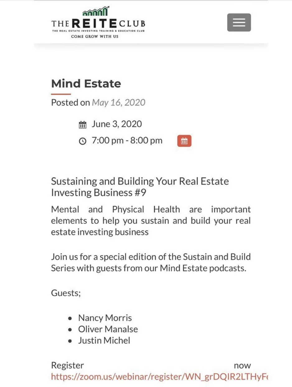 Mind Estate Webinar - Mental Health for Entrepreneurs