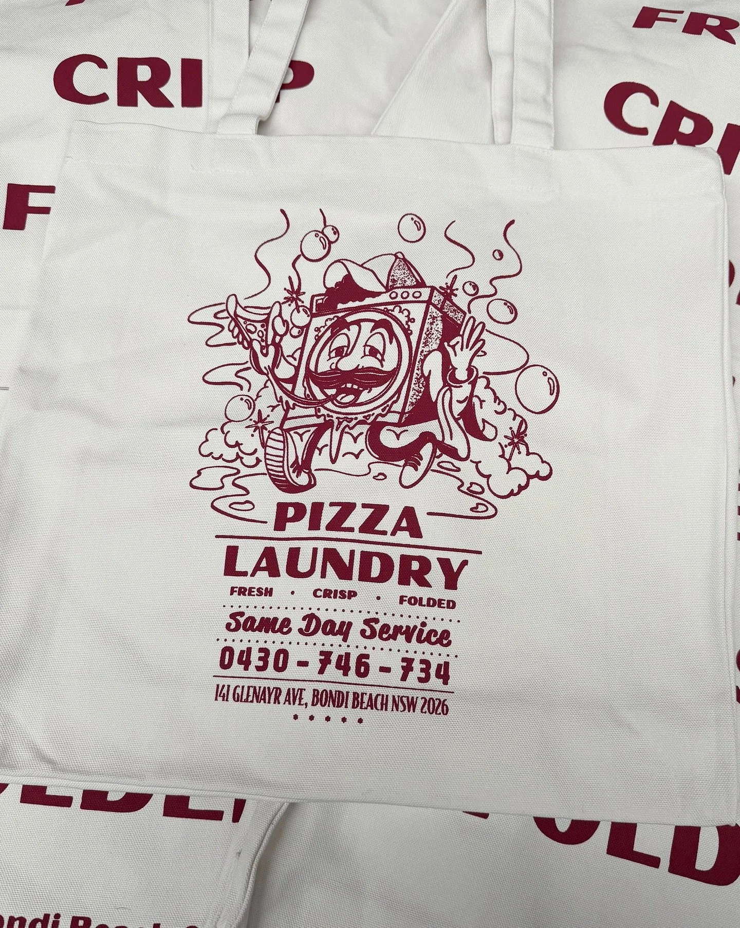 Totes printed up for the guys at @pizza.laundry in Bondi.