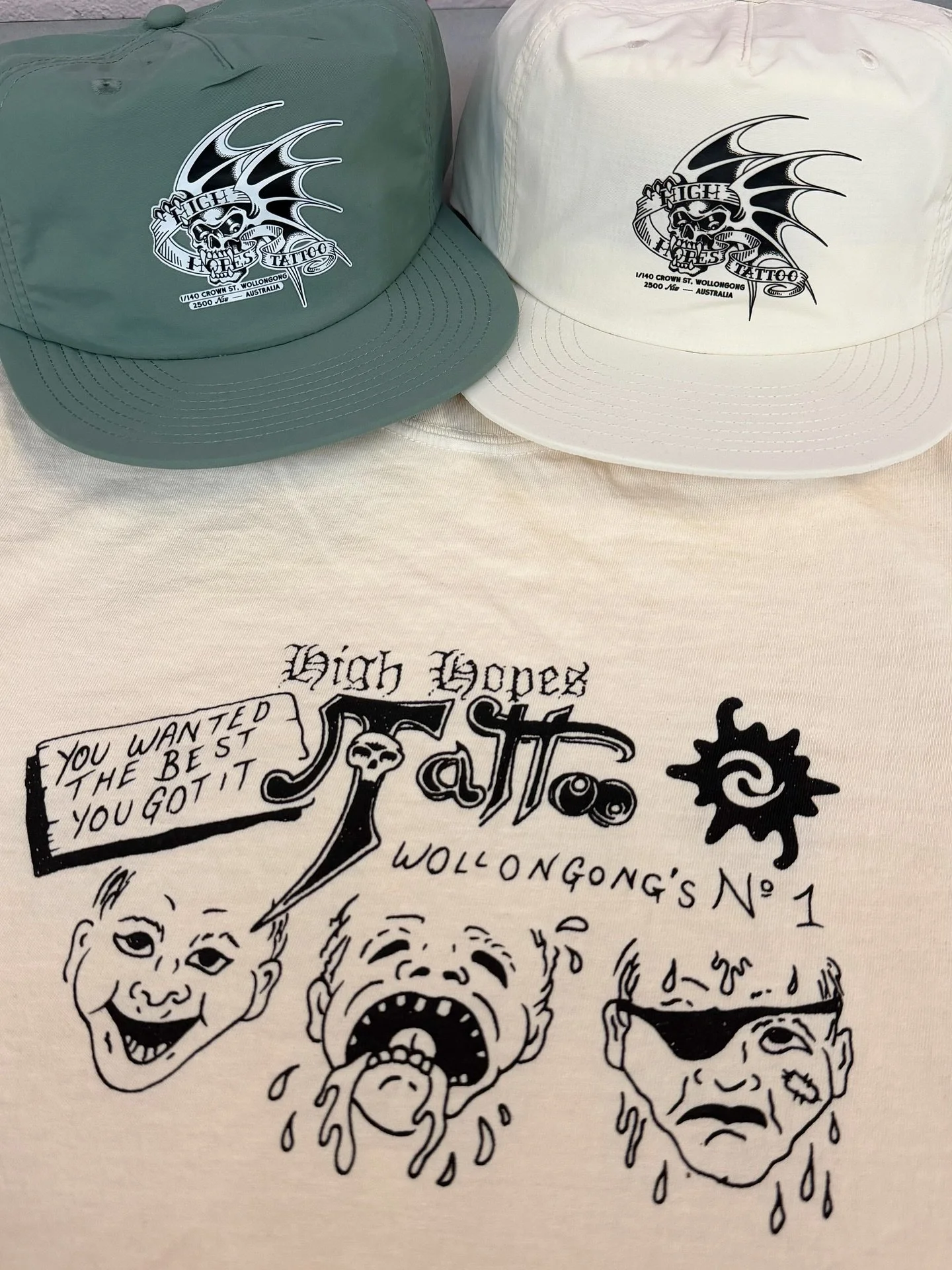 Fresh run of tees and caps for the guys down at @highhopestattooaus in Wollongong.