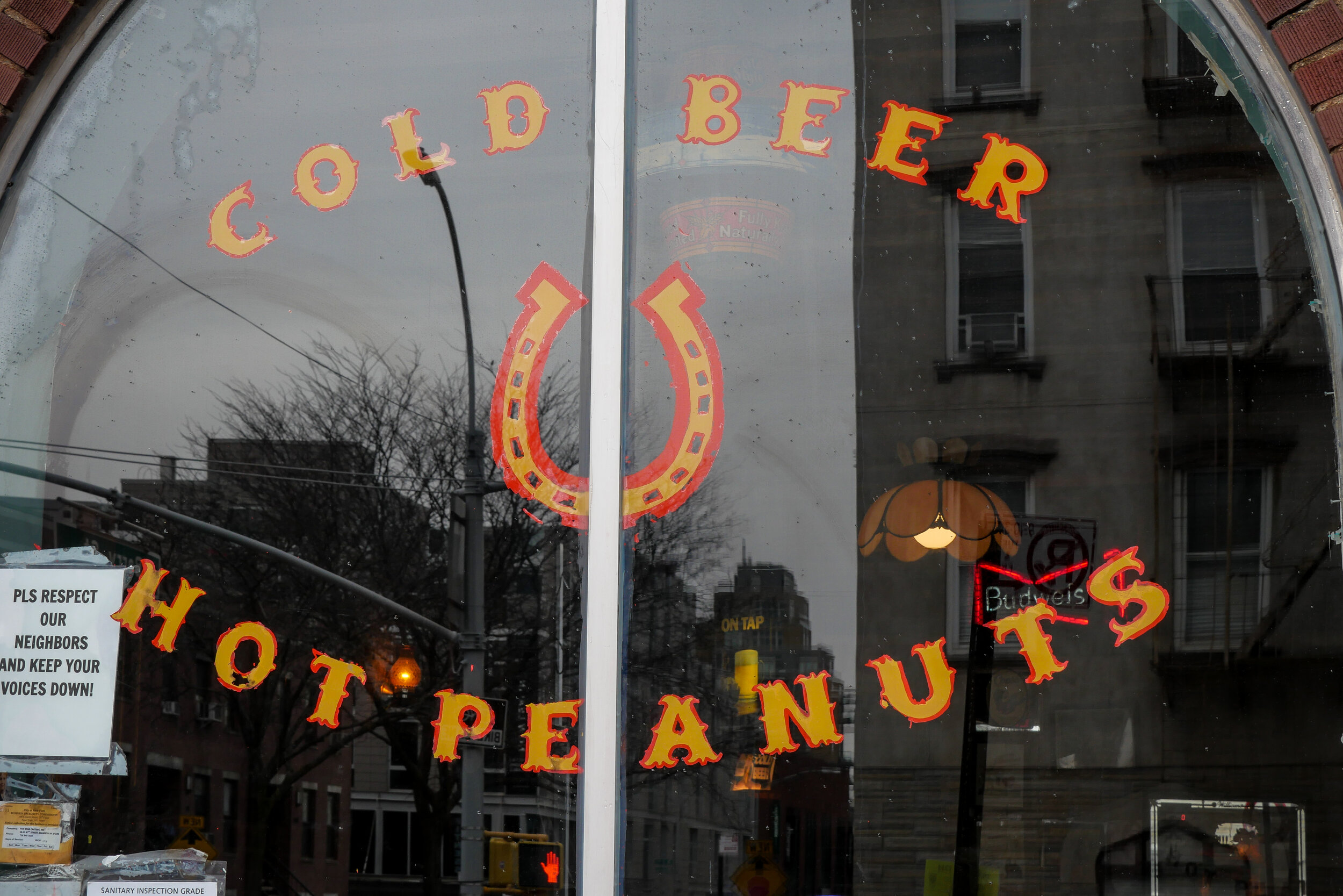 Main Window with painted sign 'Cold Beer &amp; Hot Peanuts'