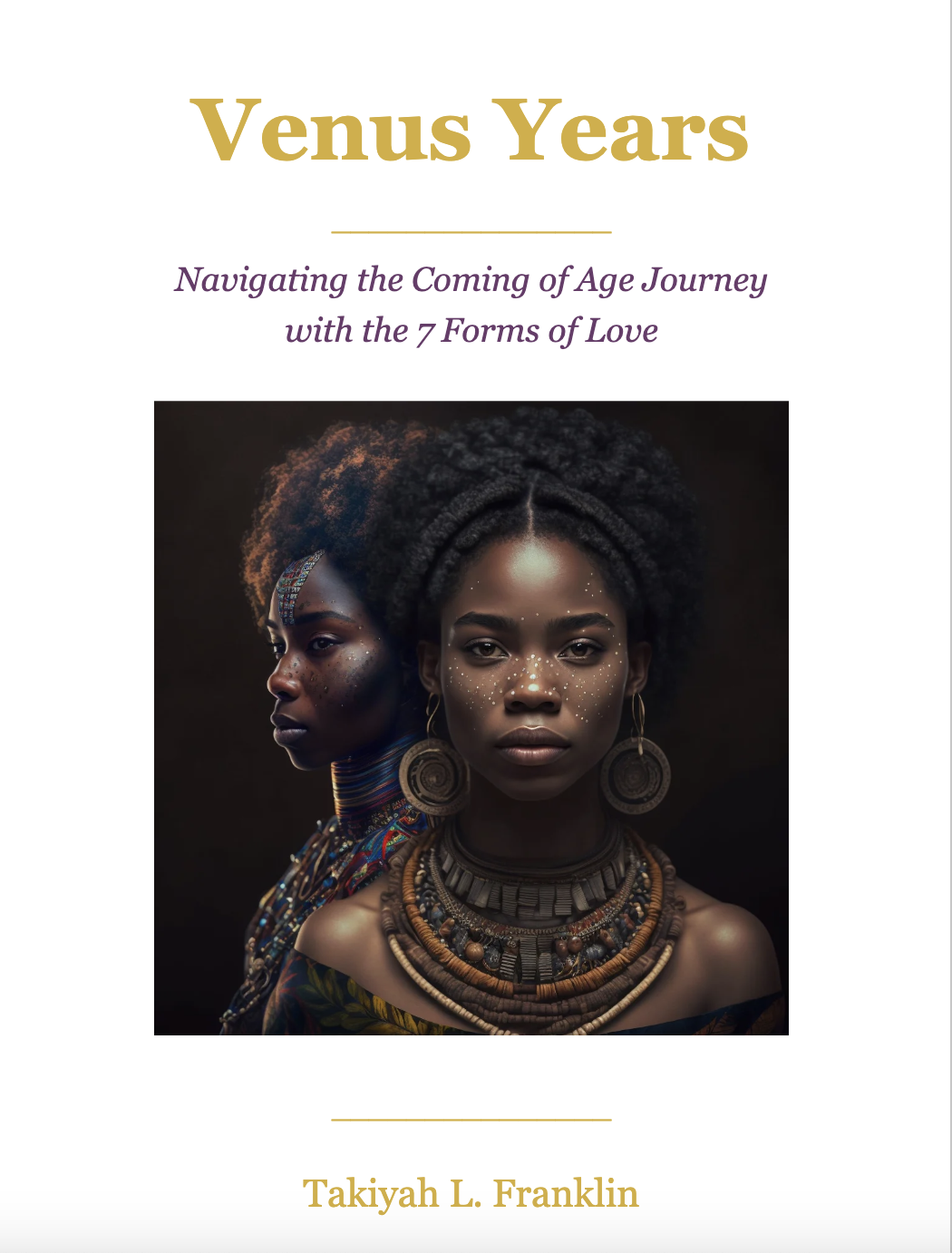 Two Indigenous North American women expressed in traditional jewelry, face paint, with bold Black Natural Afros and braids in the holy spirit of Queen Calafia.