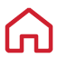 Outline of a house icon with a chimney.