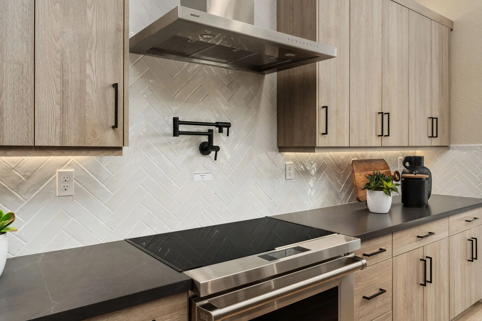 Full Height Kitchen Backsplash, Chef-style Pot Filler