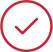 A red checkmark inside a red circle on a white background