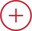 Red circle with a plus sign in the center.