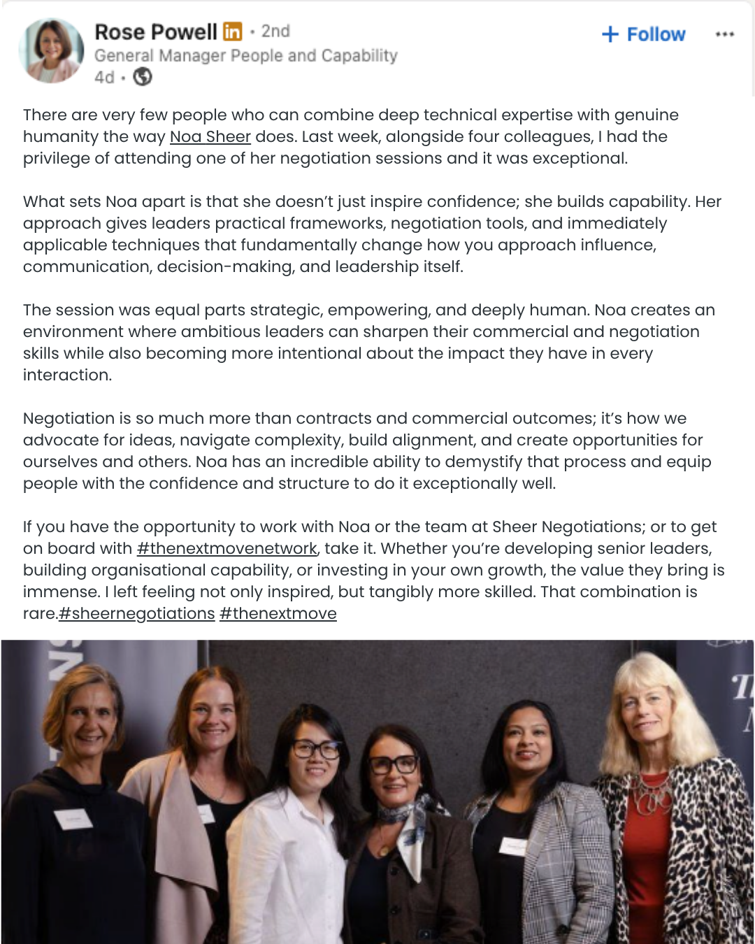 Linkedin post from Rose Powell
