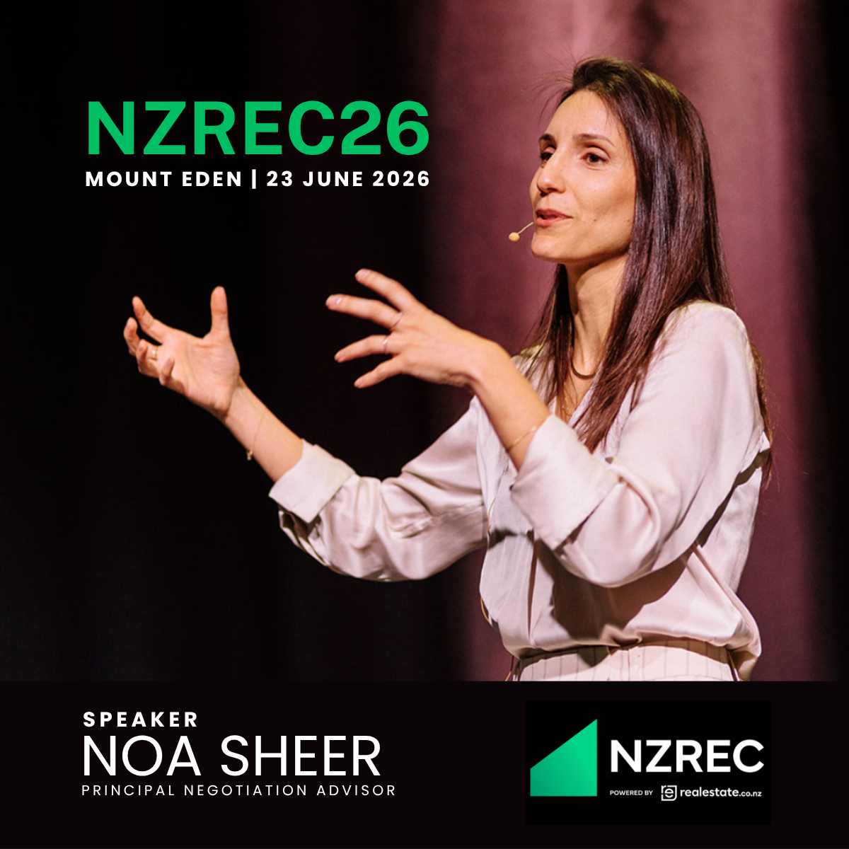 noa sheer speaking at NZREC26