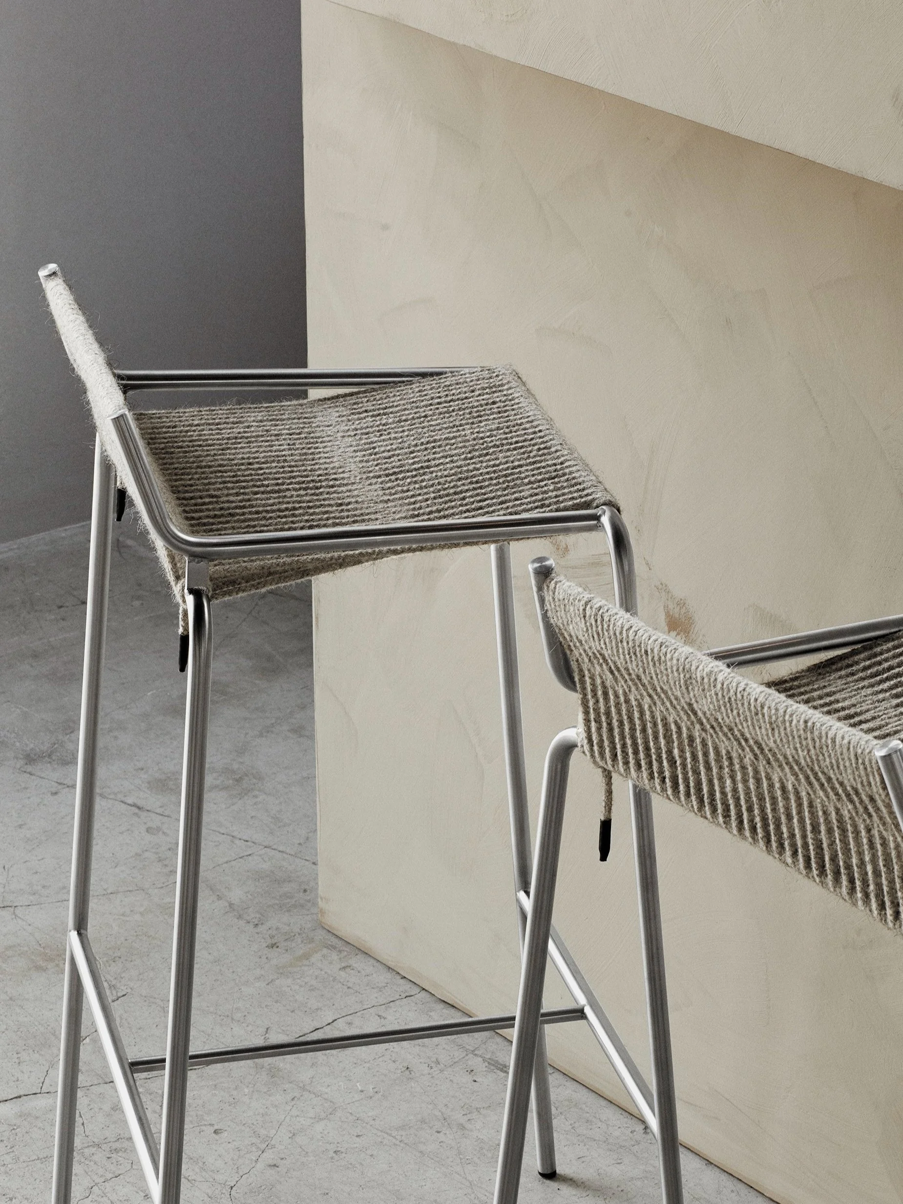 Noel Counter Chair Wool Edition Stainless Steel Frame W Fair Grey Noel Counter Chair Wool Edition Stainless Steel Frame W Fair Grey