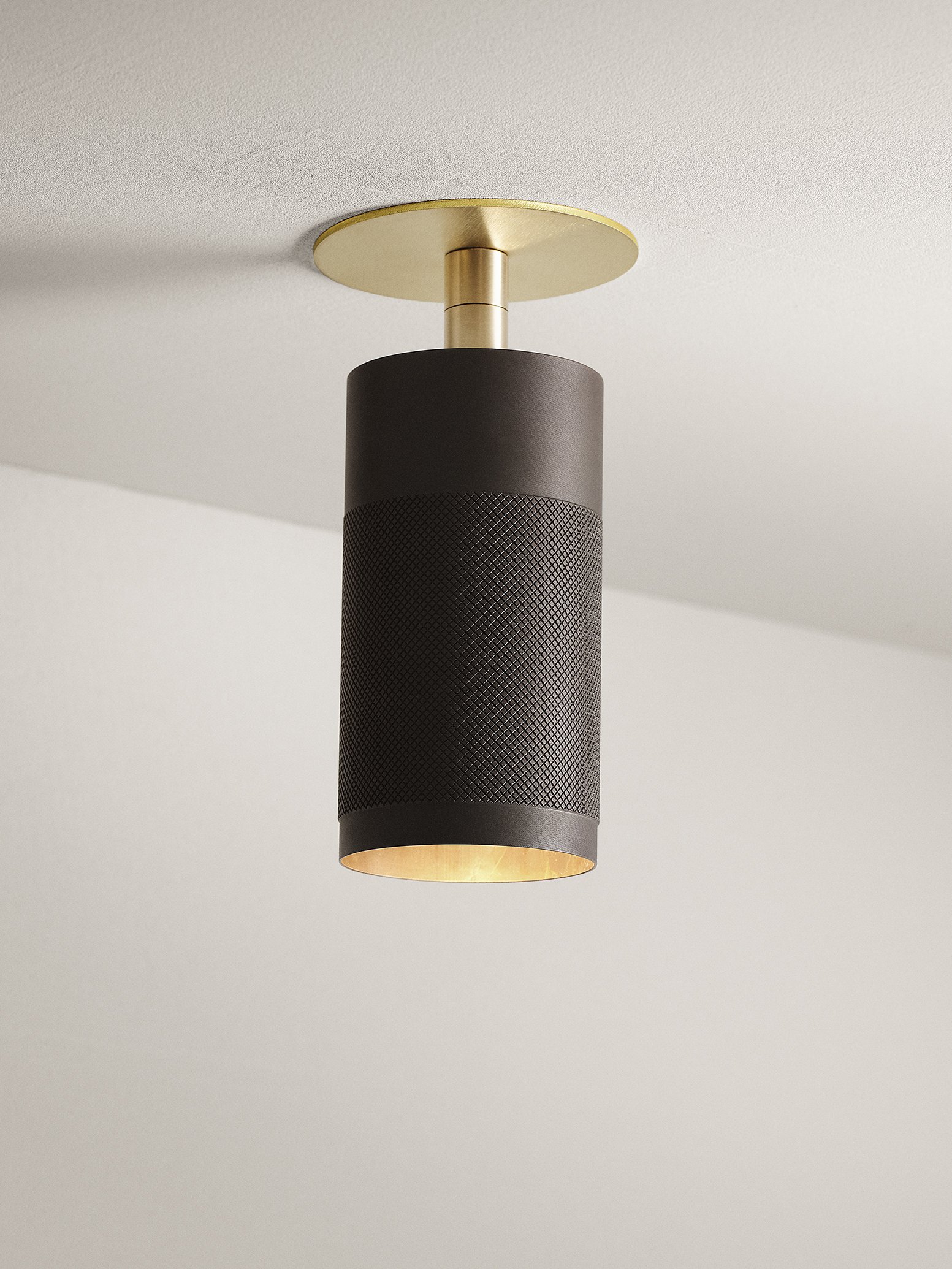 Patrone Recessed Ceiling Spot w. Coverplate, Browned Brass