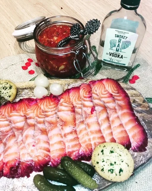 Smokey Ram Vodka, Beetroot &amp; Pink Peppercorn Gravlax - Don't just drink it, eat it too!