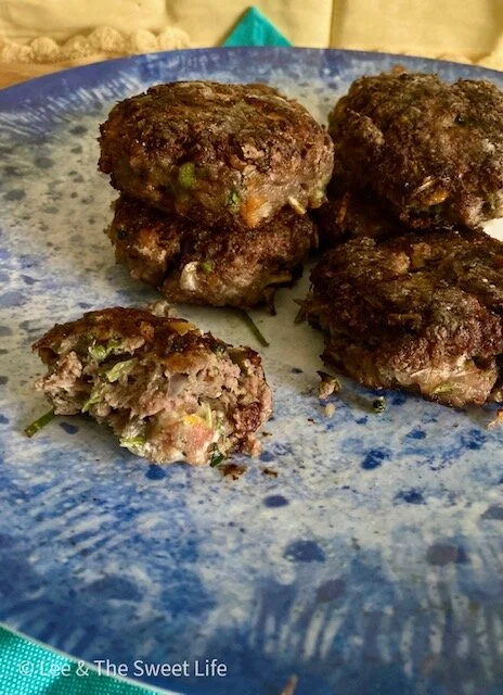 Crispy Chive Picnic Patties with Camembert Filling