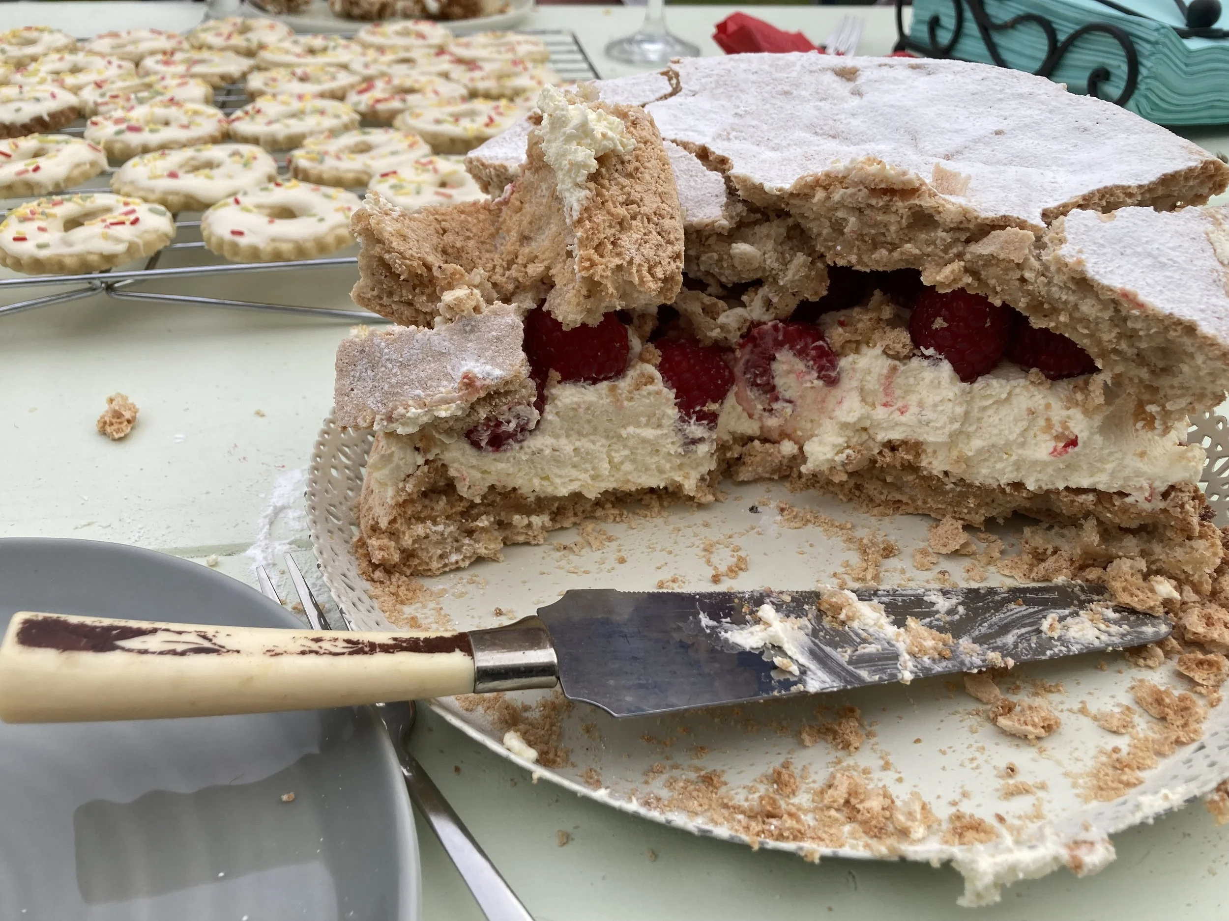 Hazelnut Dacquoise Cake with Fresh Raspberries & Lemon Curd Chantilly