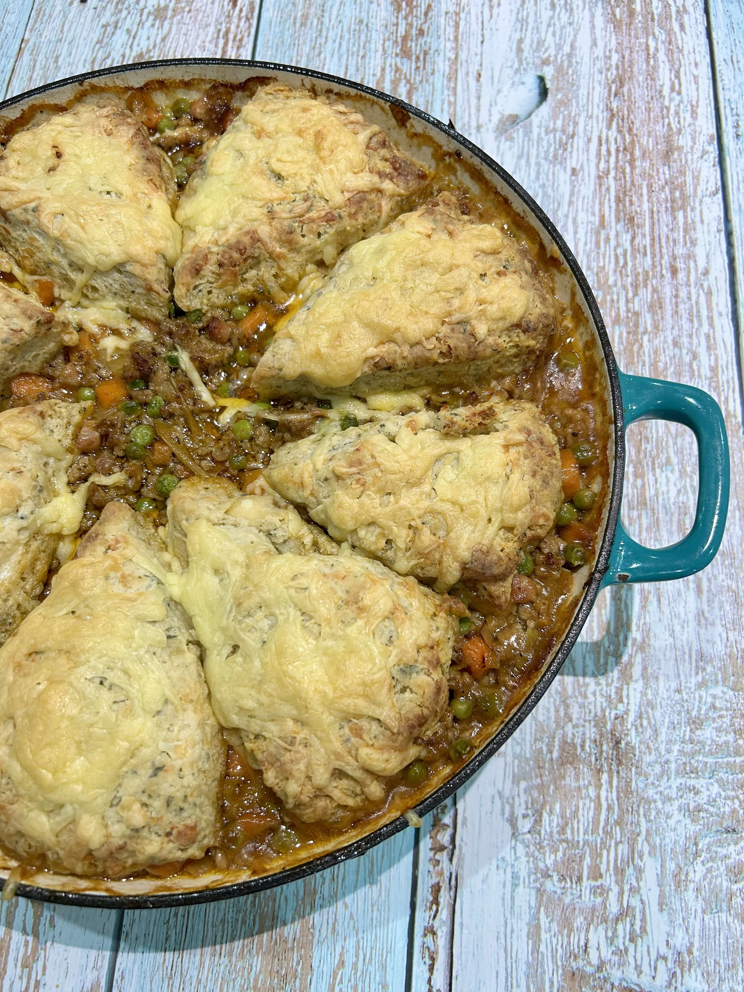 Savoury Mince with Cheese & Parsley Scones.