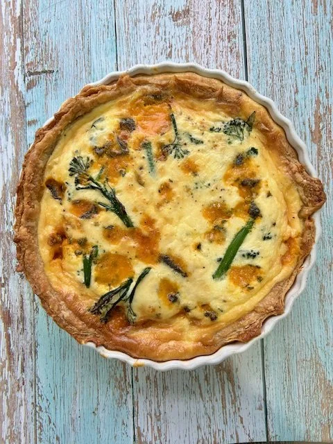 Tender Stem Broccoli &amp; Cheese (Blackstick Blue) Tart (Quiche) With Parmesan Pastry &amp; Hot Honey