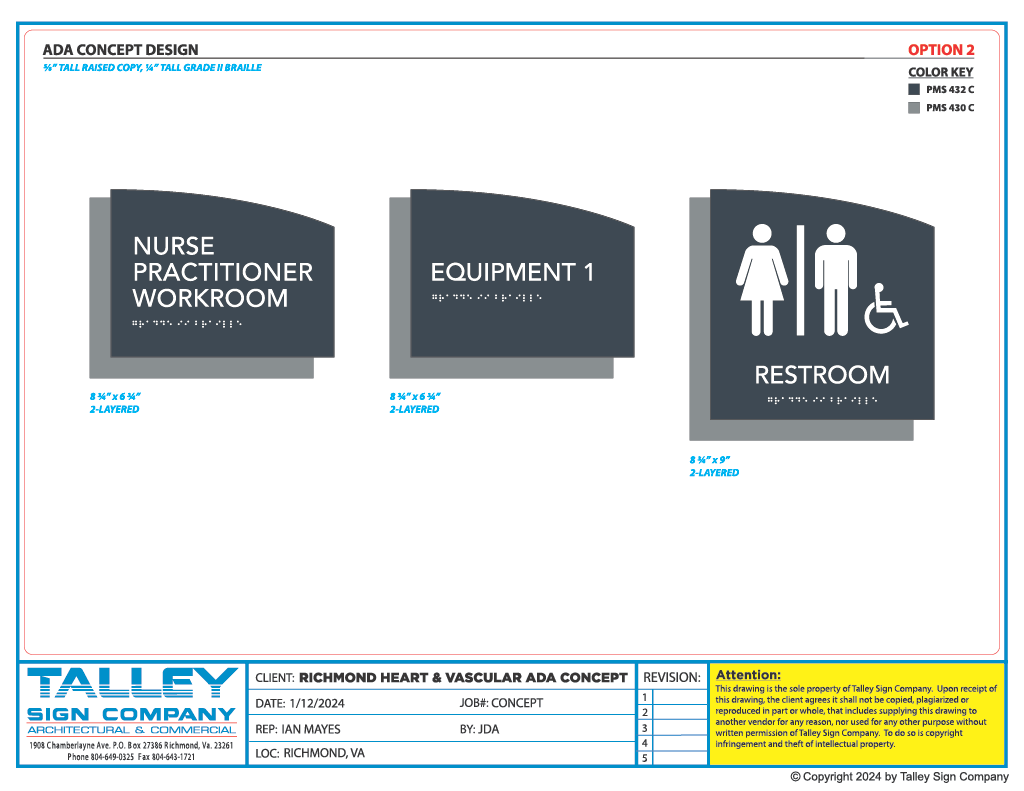 ADA sign concept design for Richmond Heart & Vascular