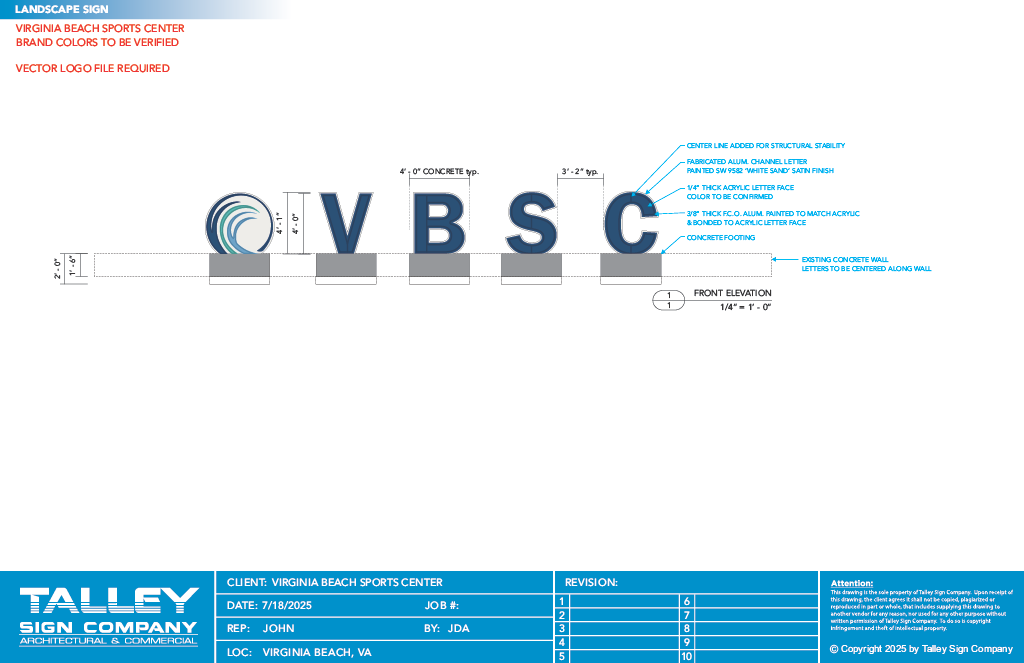 Virginia Beach Sports Center sign design