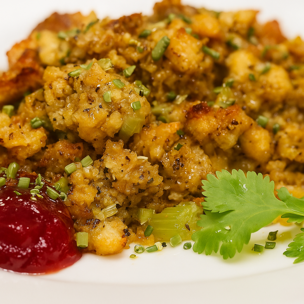 Herb-Crusted Cornbread Stuffing and gravy (ala carte)
