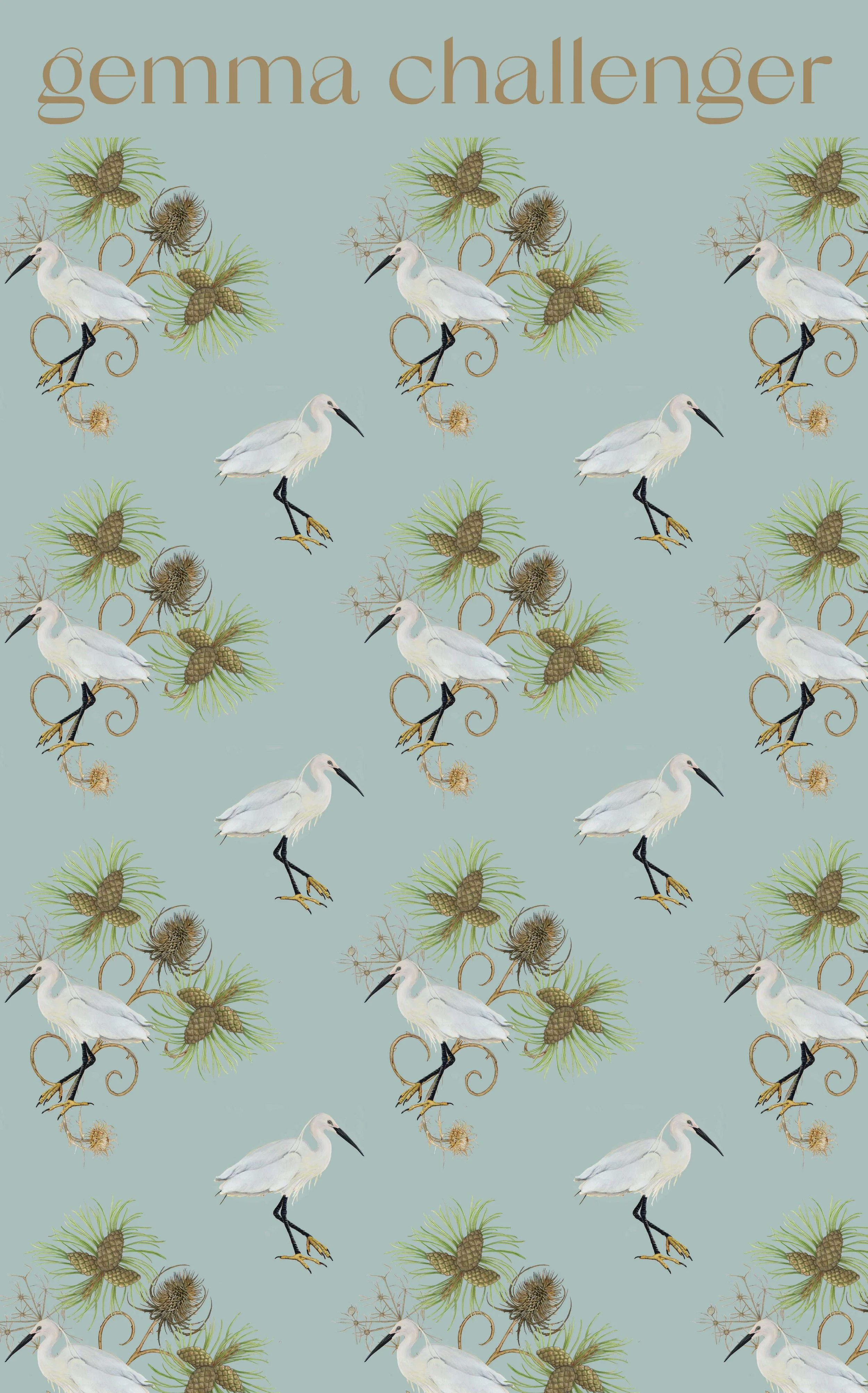 Egret blue Brown text Tea Towel  copy.jpg