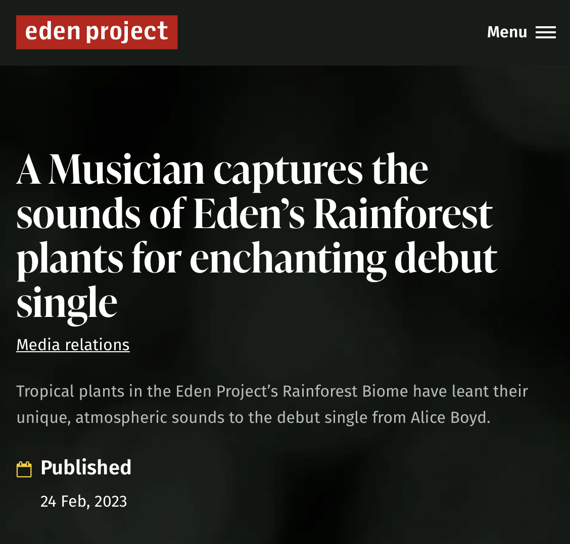 Eden Project press release