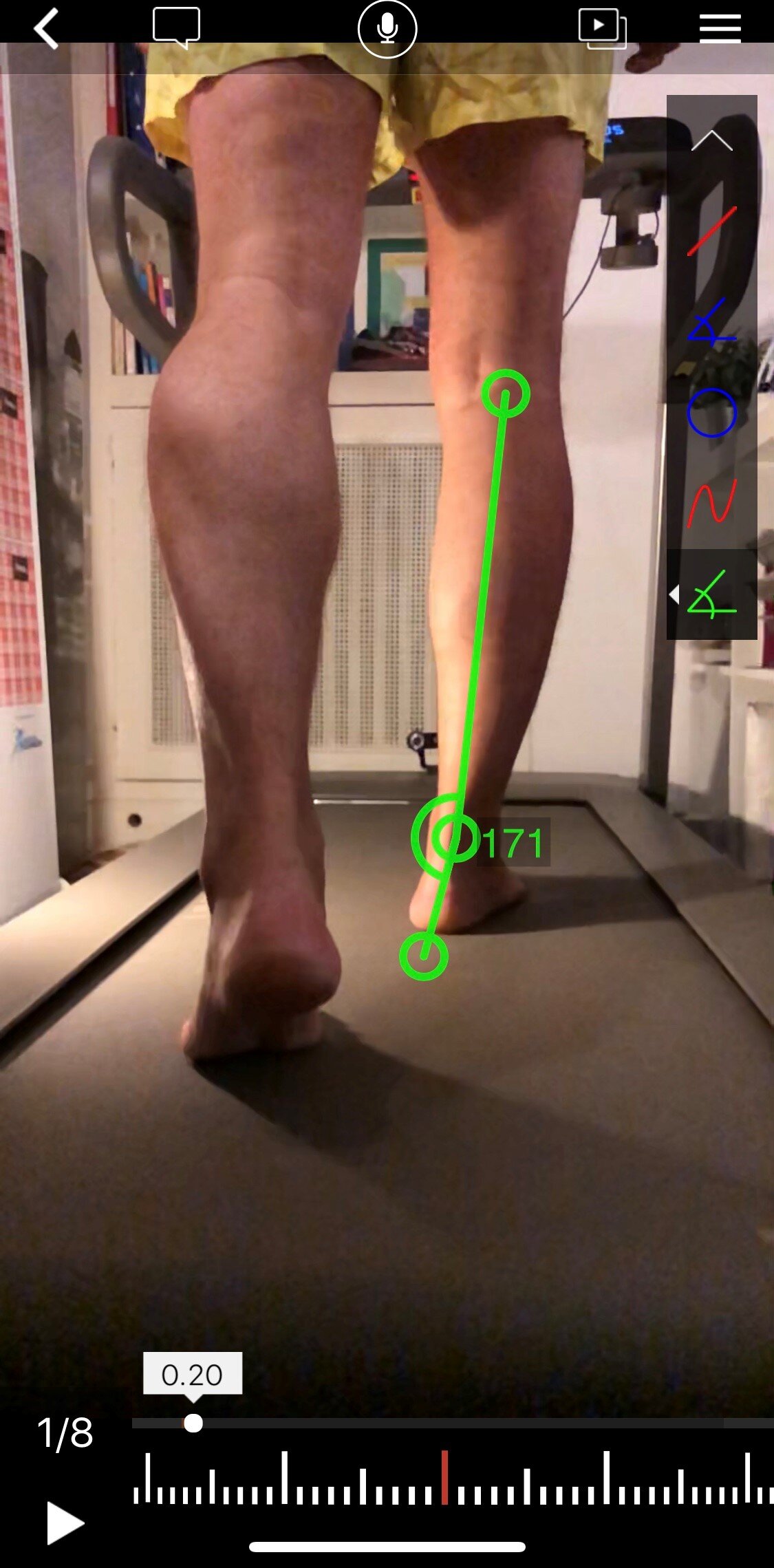 analyse vidéo de la marche pieds nus et calcul d'angle