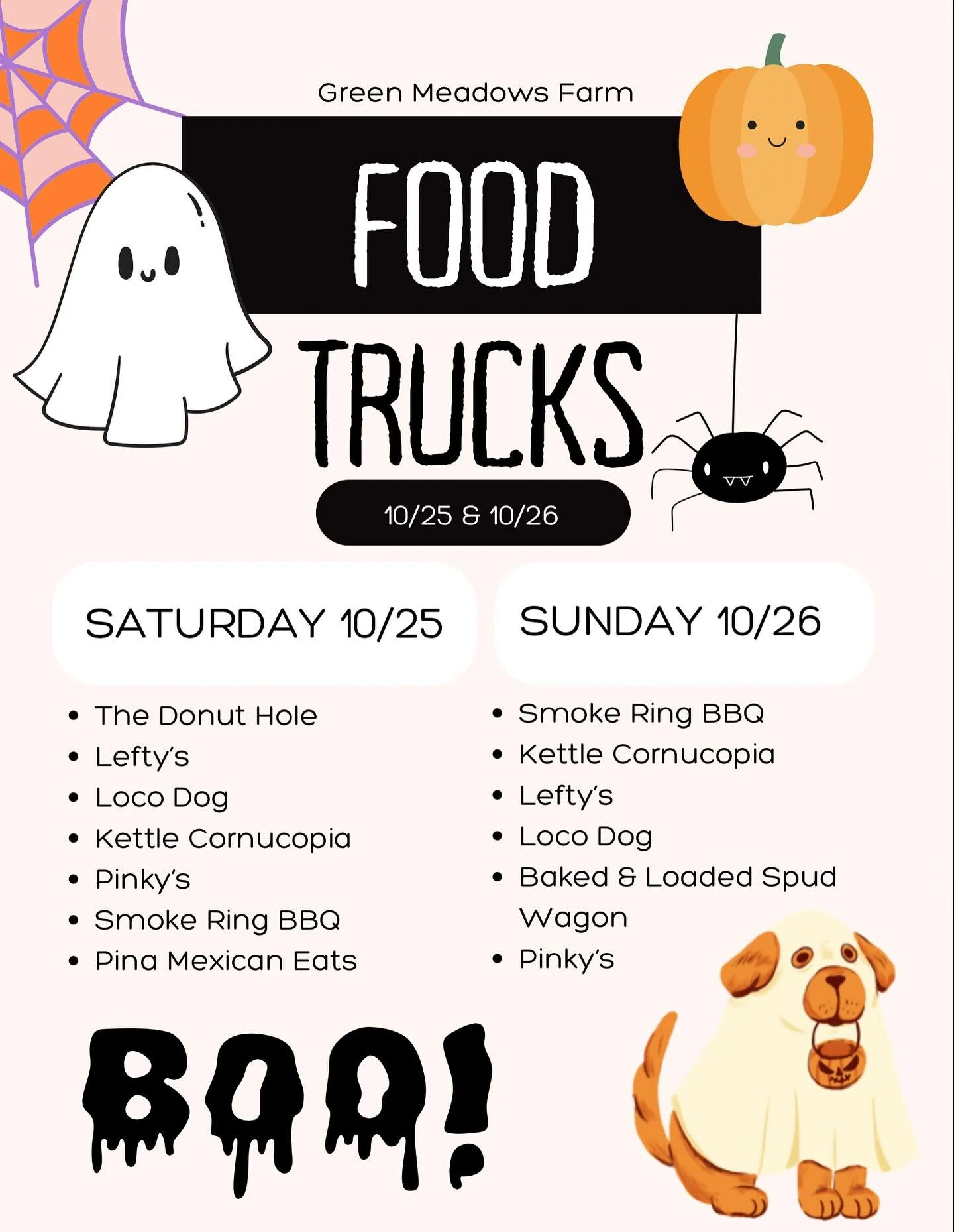 👻 We&rsquo;ve got a spooktacular weekend ahead filled with food trucks, trick or treating in the corn maze and a costume contest! 

🍬🍭Trick or treat in our corn maze Saturday, 10/25 1-3PM! 

🎭🦸🏻Dress your best and enter our costume contest for 