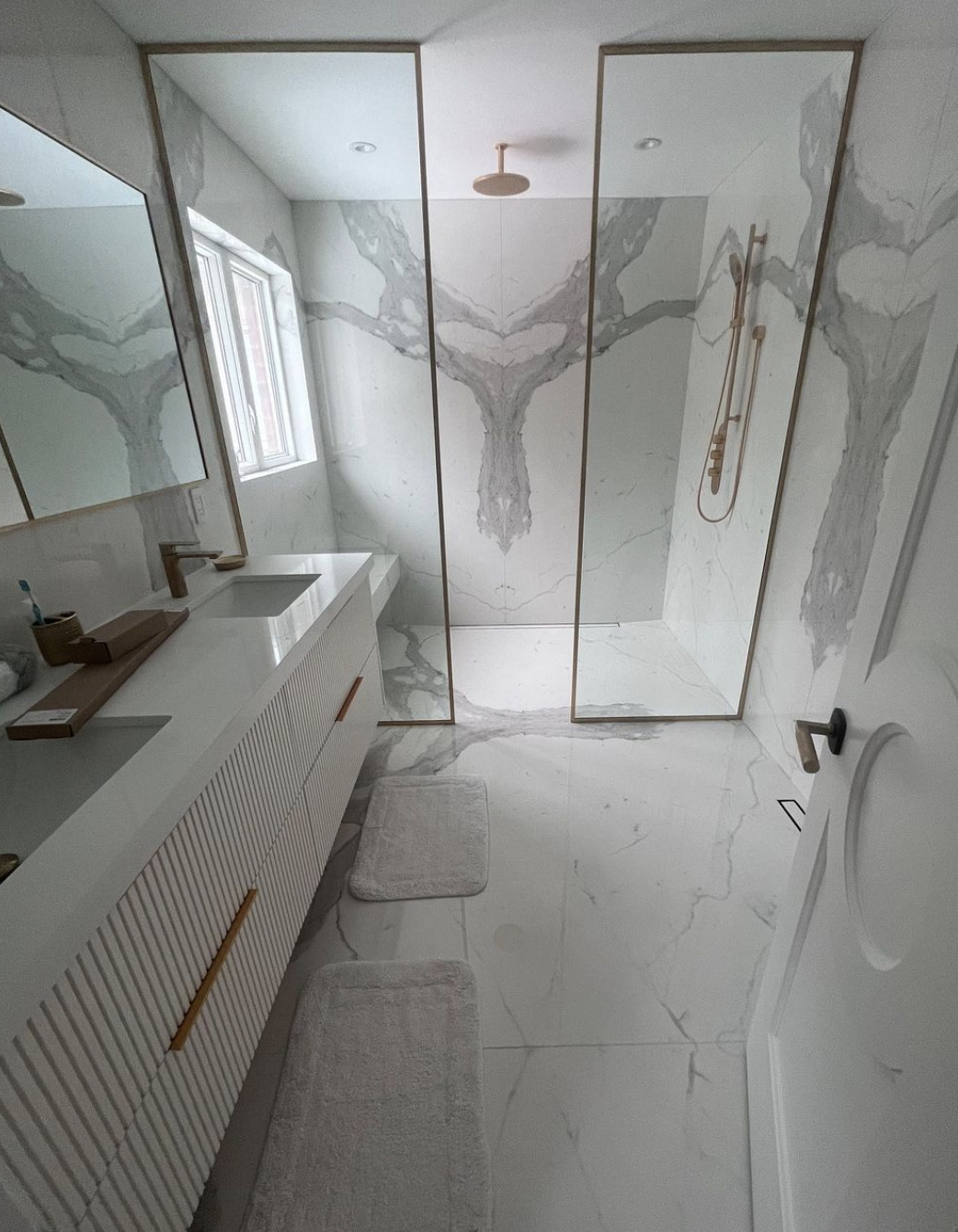 Bookmatch tiles in shower