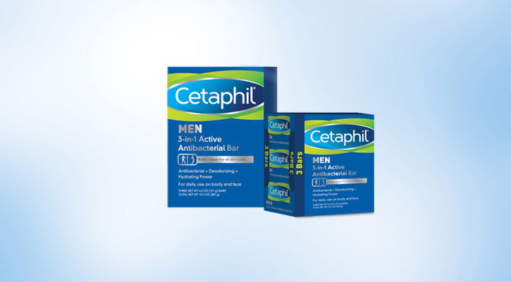 Cetaphil Men 3-in-1 Active Antibacterial Bar