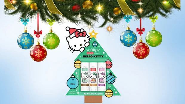 Softlips Hello Kitty Holiday Tree Lip Balm, 3ct